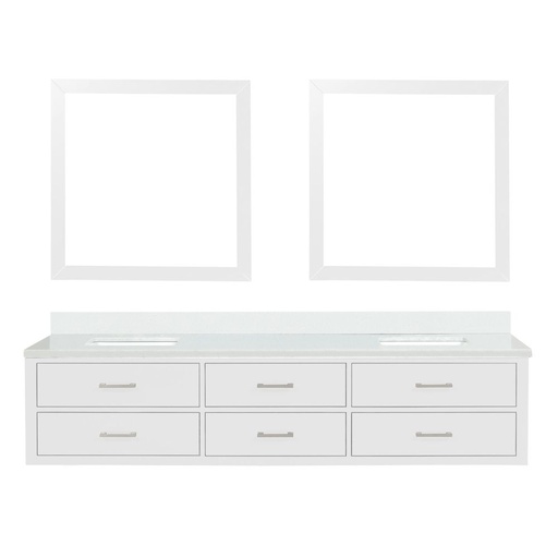 [LVC84DA310] Castor 84 in W x 22 in. D White Double Bath Vanity, Cultured Marble Top, and 36 in Mirrors