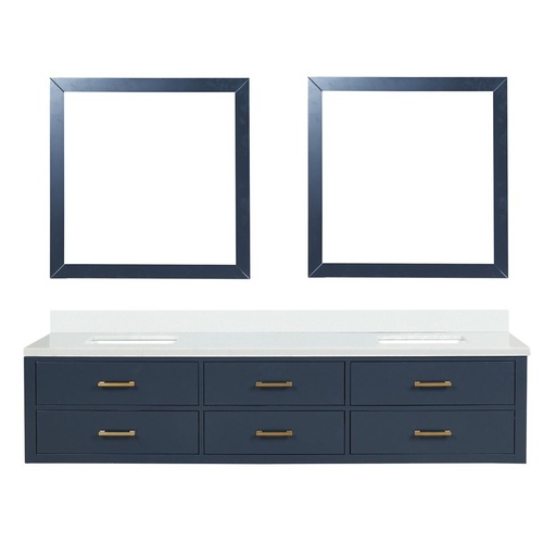 [LVC84DE310] Castor 84 in W x 22 in. D Blue Double Bath Vanity, Cultured Marble Top, and 36 in Mirrors