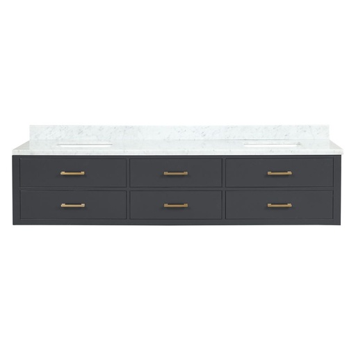 [LVC84DL100] Castor 84 in W x 22 in. D Black Double Bath Vanity and Carrara Marble Top