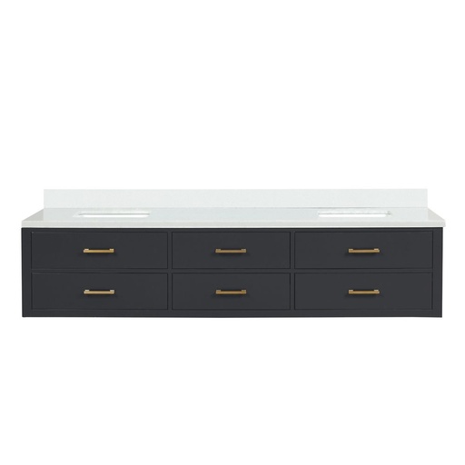 [LVC84DL300] Castor 84 in W x 22 in. D Black Double Bath Vanity and Cultured Marble Top