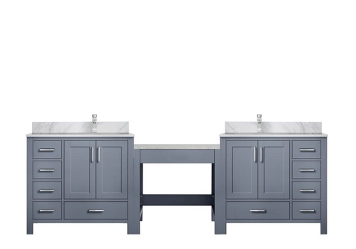 [LVCL102DB101] Coraline 102 in W x 22 in. D Dark Grey Double Bath Vanity, Carrara Marble Top, and Faucet Set