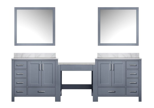 [LVCL102DB110] Coraline 102 in W x 22 in. D Dark Grey Double Bath Vanity, Carrara Marble Top, and 34 in Mirrors