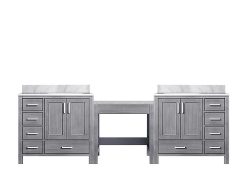 [LVCL102DD100] Coraline 102 in W x 22 in. D Distressed Grey Double Bath Vanity and Carrara Marble Top