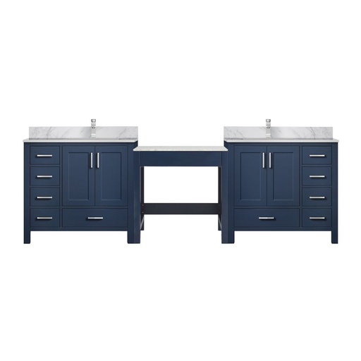 [LVCL102DE101] Coraline 102 in W x 22 in. D Navy Blue Double Bath Vanity, Carrara Marble Top, and Faucet Set