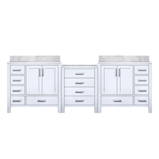 [LVCL92DA100] Coraline 92 in W x 22 in. D White Double Bath Vanity and Carrara Marble Top