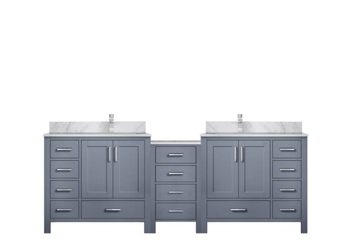 [LVCL92DB101] Coraline 92 in W x 22 in. D Dark Grey Double Bath Vanity, Carrara Marble Top, and Faucet Set