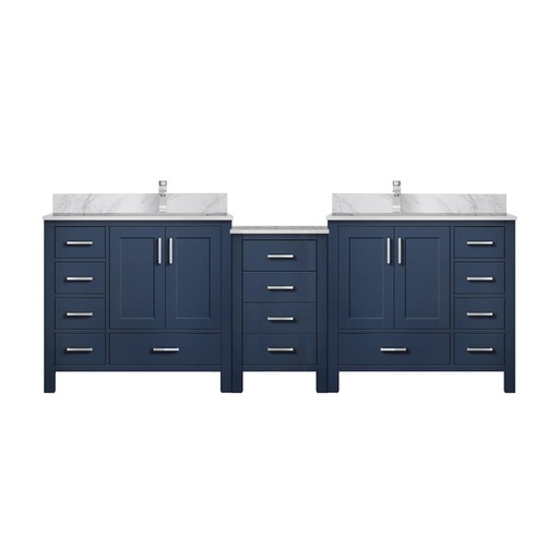 [LVCL92DE101] Coraline 92 in W x 22 in. D Navy Blue Double Bath Vanity, Carrara Marble Top, and Faucet Set