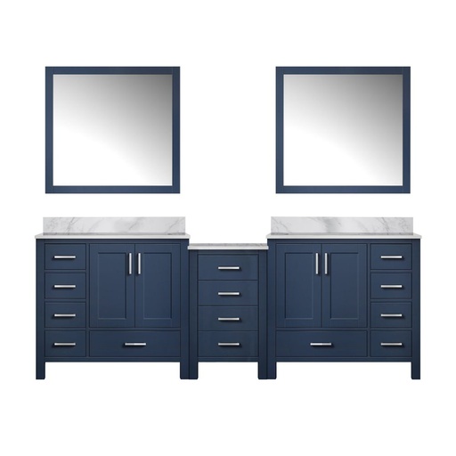 [LVCL92DE110] Coraline 92 in W x 22 in. D Navy Blue Double Bath Vanity, Carrara Marble Top, and 34 in Mirrors