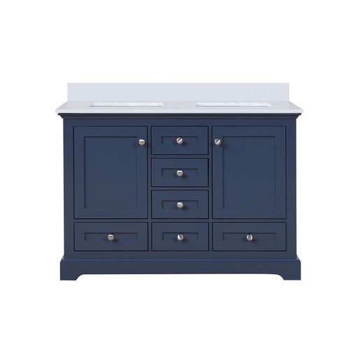 [LVD48DE200] Dukes 48 in. W x 22 in. D Navy Blue Double Bath Vanity and White Quartz Top