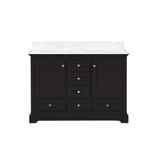 [LVD48DG100] Dukes 48 in. W x 22 in. D Espresso Double Bath Vanity and Carrara Marble Top
