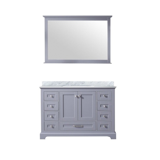 [LVD48SB110] Dukes 48 in. W x 22 in. D Dark Grey Single Bath Vanity, Carrara Marble Top, and 46 in. Mirror