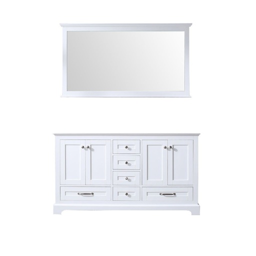 [LVD60DA010] Dukes 60 in. W x 22 in. D White Double Bath Vanity and 58 in. Mirror
