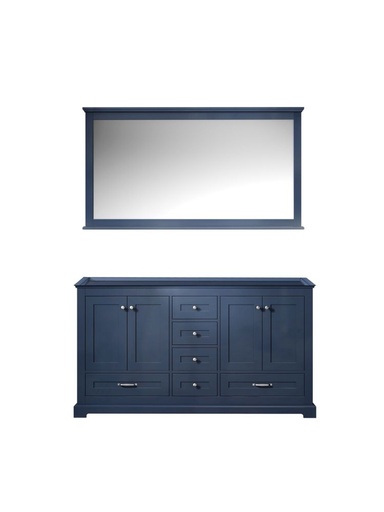 [LVD60DE010] Dukes 60 in. W x 22 in. D Navy Blue Double Bath Vanity and 58 in. Mirror