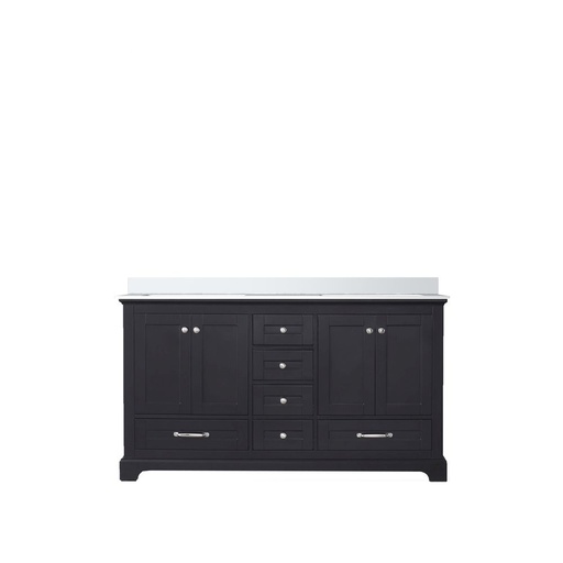 [LVD60DG200] Dukes 60 in. W x 22 in. D Espresso Double Bath Vanity and White Quartz Top