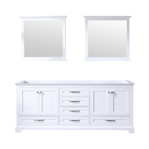 [LVD80DA010] Dukes 80 in. W x 22 in. D White Double Bath Vanity and 30 in. Mirrors