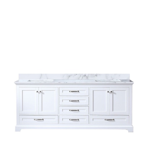 [LVD80DA100] Dukes 80 in. W x 22 in. D White Double Bath Vanity and Carrara Marble Top