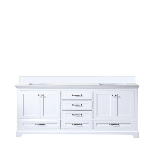 [LVD80DA200] Dukes 80 in. W x 22 in. D White Double Bath Vanity and White Quartz Top
