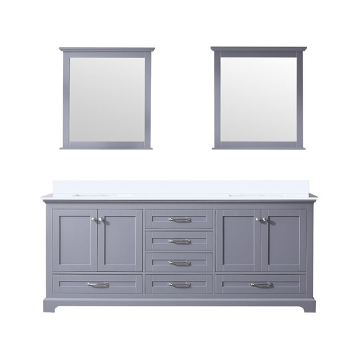[LVD80DB210] Dukes 80 in. W x 22 in. D Dark Grey Double Bath Vanity, White Quartz Top, and 30 in. Mirrors