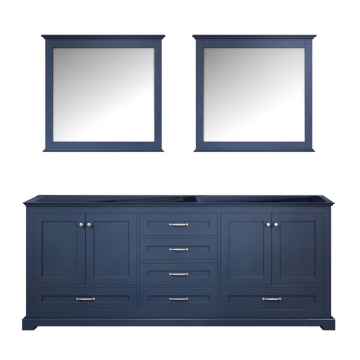 [LVD80DE010] Dukes 80 in. W x 22 in. D Navy Blue Double Bath Vanity and 30 in. Mirrors