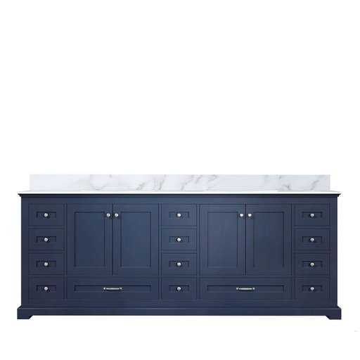 [LVD84DE100] Dukes 84 in. W x 22 in. D Navy Blue Double Bath Vanity and Carrara Marble Top