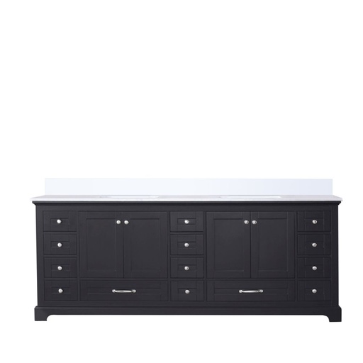 [LVD84DG200] Dukes 84 in. W x 22 in. D Espresso Double Bath Vanity and White Quartz Top