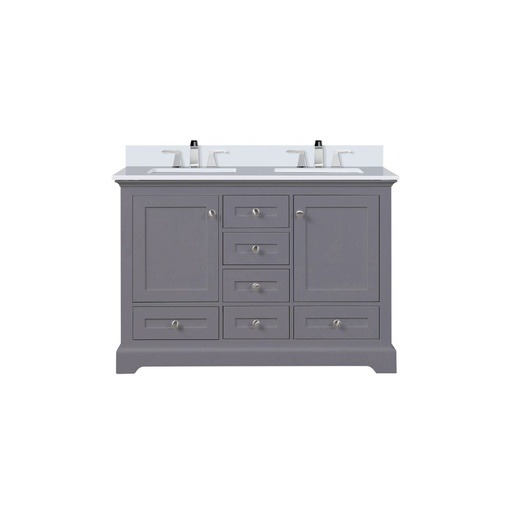 [LVD48DB301] Dukes 48 in. W x 22 in. D Dark Grey Double Bath Vanity, Cultured Marble Top, and Faucet Set