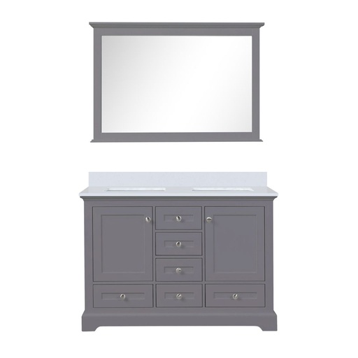 [LVD48DB310] Dukes 48 in. W x 22 in. D Dark Grey Double Bath Vanity, Cultured Marble Top, and 46 in. Mirror