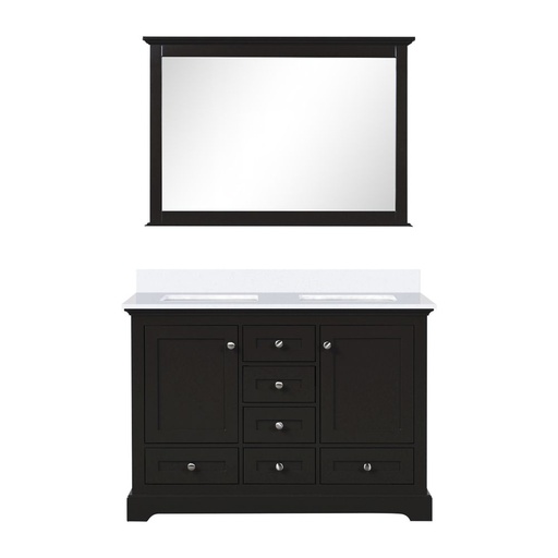[LVD48DG310] Dukes 48 in. W x 22 in. D Espresso Double Bath Vanity, Cultured Marble Top, and 46 in. Mirror