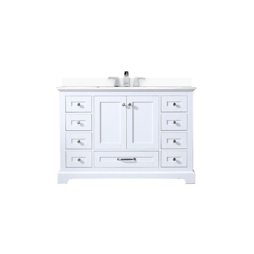 [LVD48SA201] Dukes 48 in. W x 22 in. D White Single Bath Vanity, White Quartz Top, and Faucet Set