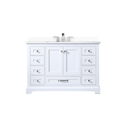[LVD48SA301] Dukes 48 in. W x 22 in. D White Single Bath Vanity, Cultured Marble Top, and Faucet Set