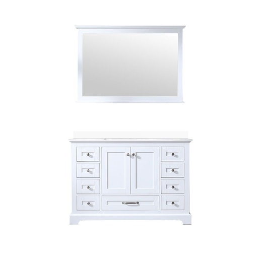[LVD48SA310] Dukes 48 in. W x 22 in. D White Single Bath Vanity, Cultured Marble Top, and 46 in. Mirror