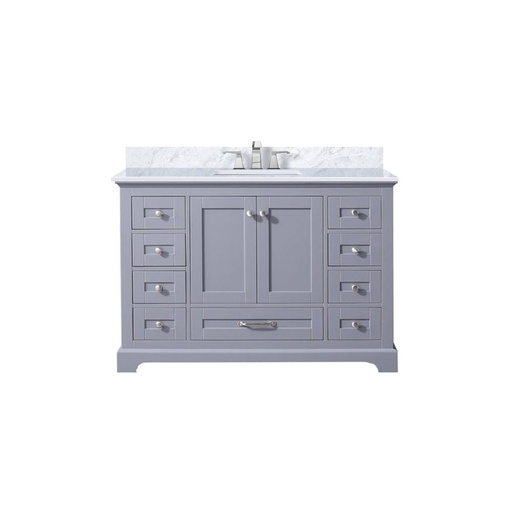 [LVD48SB101] Dukes 48 in. W x 22 in. D Dark Grey Single Bath Vanity, Carrara Marble Top, and Faucet Set