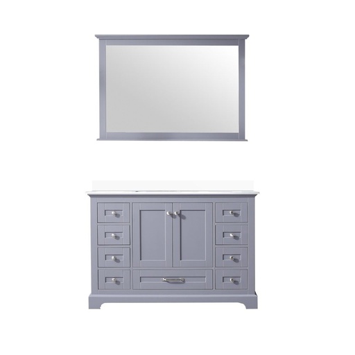 [LVD48SB310] Dukes 48 in. W x 22 in. D Dark Grey Single Bath Vanity, Cultured Marble Top, White Square Sink, and 46 in. Mirror