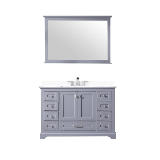[LVD48SB311] Dukes 48 in. W x 22 in. D Dark Grey Single Bath Vanity, Cultured Marble Top, Faucet Set, and 46 in. Mirror