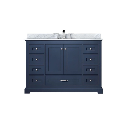 [LVD48SE101] Dukes 48 in. W x 22 in. D Navy Blue Single Bath Vanity, Carrara Marble Top, and Faucet Set