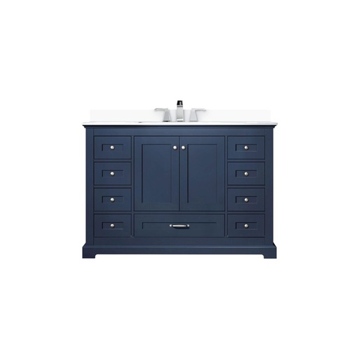 [LVD48SE201] Dukes 48 in. W x 22 in. D Navy Blue Single Bath Vanity, White Quartz Top, and Faucet Set