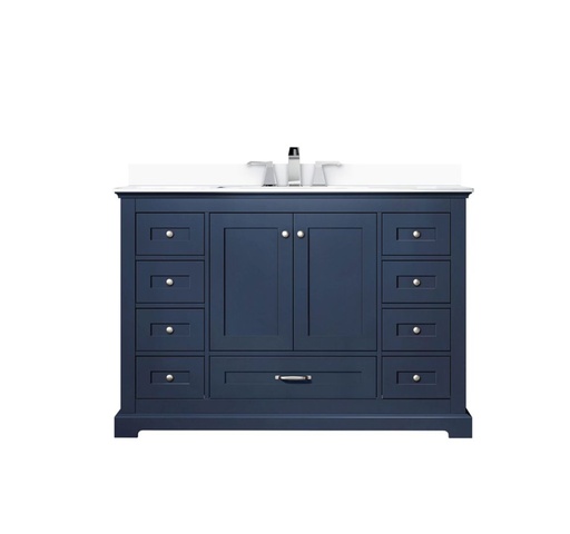 [LVD48SE301] Dukes 48 in. W x 22 in. D Navy Blue Single Bath Vanity, Cultured Marble Top, and Faucet Set
