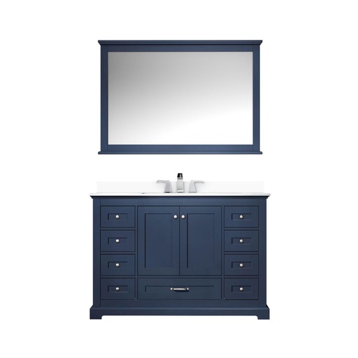 [LVD48SE311] Dukes 48 in. W x 22 in. D Navy Blue Single Bath Vanity, Cultured Marble Top, Faucet Set, and 46 in. Mirror