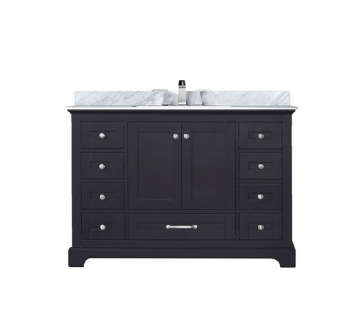 [LVD48SG101] Dukes 48 in. W x 22 in. D Espresso Single Bath Vanity, Carrara Marble Top, and Faucet Set