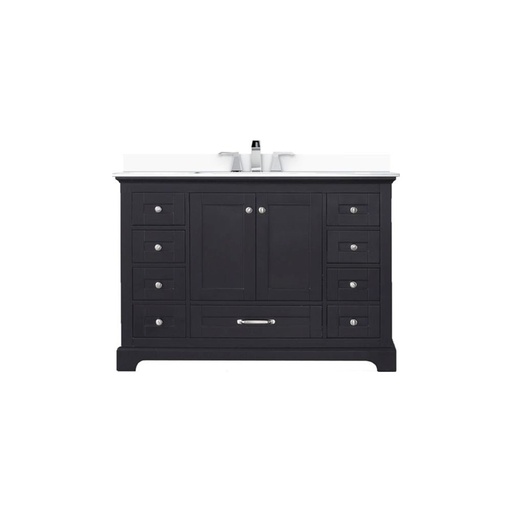 [LVD48SG201] Dukes 48 in. W x 22 in. D Espresso Single Bath Vanity, White Quartz Top, and Faucet Set