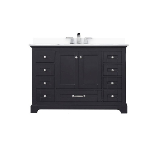[LVD48SG301] Dukes 48 in. W x 22 in. D Espresso Single Bath Vanity, Cultured Marble Top, and Faucet Set