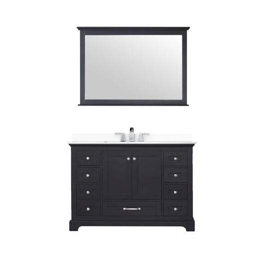 [LVD48SG311] Dukes 48 in. W x 22 in. D Espresso Single Bath Vanity, Cultured Marble Top, Faucet Set, and 46 in. Mirror