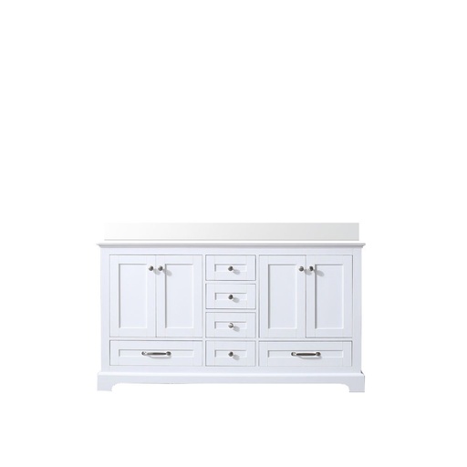 [LVD60DA300] Dukes 60 in. W x 22 in. D White Double Bath Vanity and Cultured Marble Top