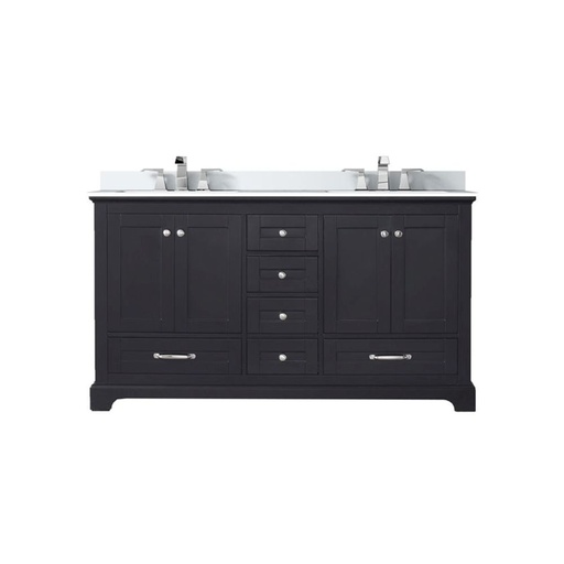 [LVD60DG201] Dukes 60 in. W x 22 in. D Espresso Double Bath Vanity, White Quartz Top, and Faucet Set