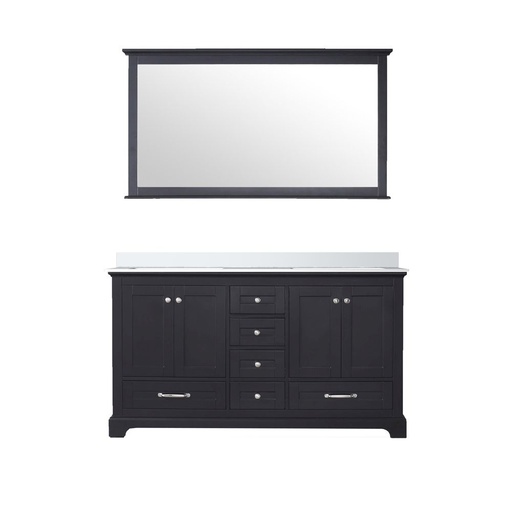 [LVD60DG310] Dukes 60 in. W x 22 in. D Espresso Double Bath Vanity, Cultured Marble Top, and 58 in. Mirror