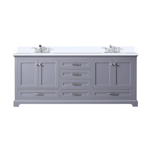 [LVD80DB301] Dukes 80 in. W x 22 in. D Dark Grey Double Bath Vanity, Cultured Marble Top, and Faucet Set