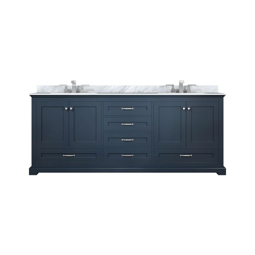 [LVD80DE101] Dukes 80 in. W x 22 in. D Navy Blue Double Bath Vanity, Carrara Marble Top, and Faucet Set
