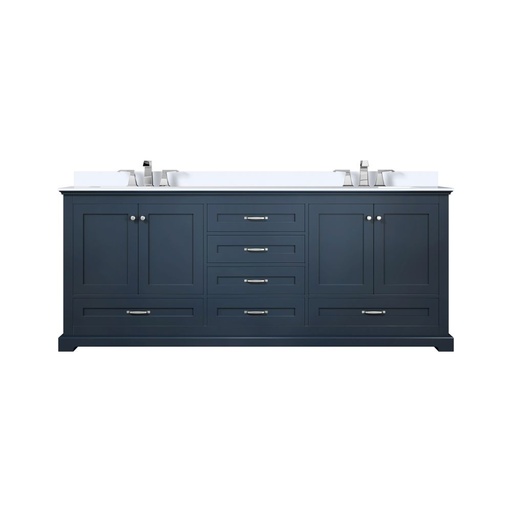 [LVD80DE301] Dukes 80 in. W x 22 in. D Navy Blue Double Bath Vanity, Cultured Marble Top, and Faucet Set