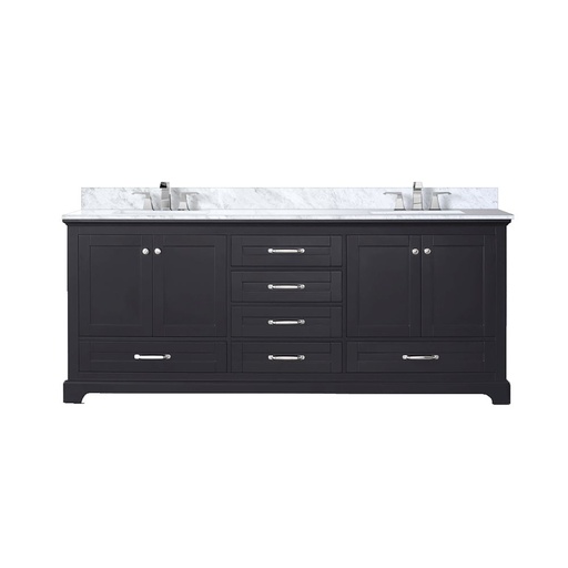 [LVD80DG101] Dukes 80 in. W x 22 in. D Espresso Double Bath Vanity, Carrara Marble Top, and Faucet Set