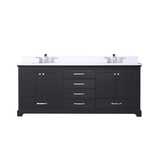 [LVD80DG201] Dukes 80 in. W x 22 in. D Espresso Double Bath Vanity, White Quartz Top, and Faucet Set